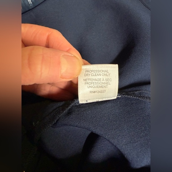 MISA LOS ANGELES Navy blue with gold stripe ruffle accent blouse size M - Picture 11 of 13